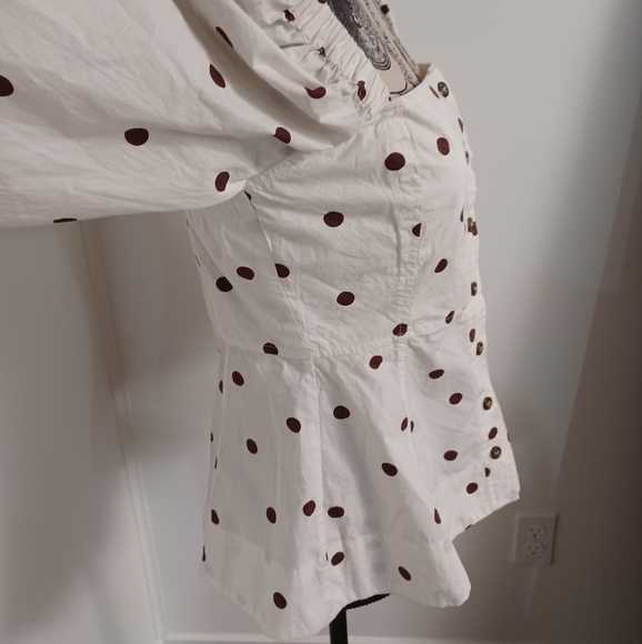 Ganni Polka Dot Print Square Neckline Blouse - Picture 4 of 11